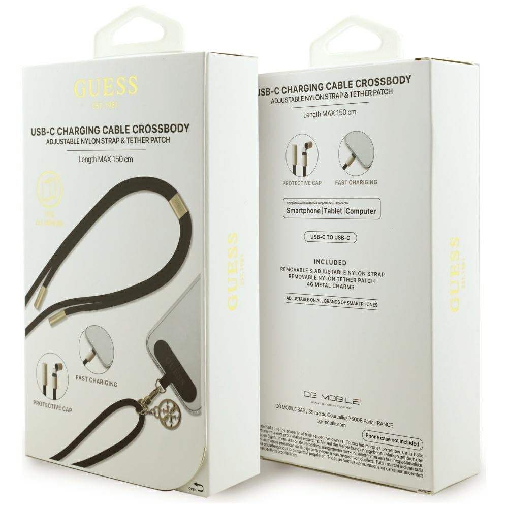 Guess CBDY 4G Charm USB-C / USB-C-kabel 150 cm - sort