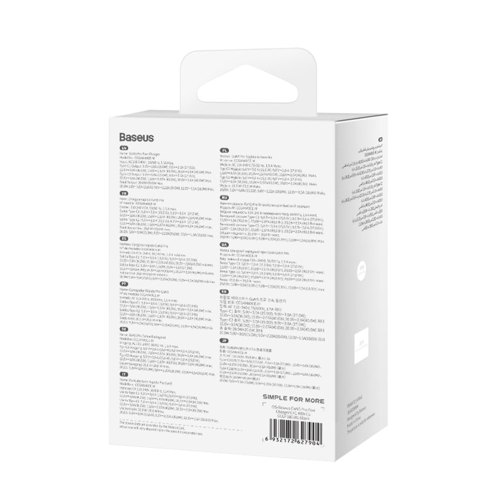 Baseus GaN5 Pro 40W 2xUSB-C Wall Charger - sort