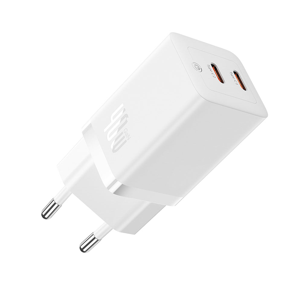 Baseus GaN5 Pro 40W 2xUSB-C vægoplader - hvid