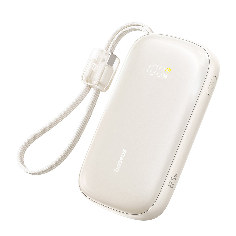 Baseus EnerFill FC21 Qpow 3 Ultra 20000mAh 22.5W Powerbank med display og kabel med - beige