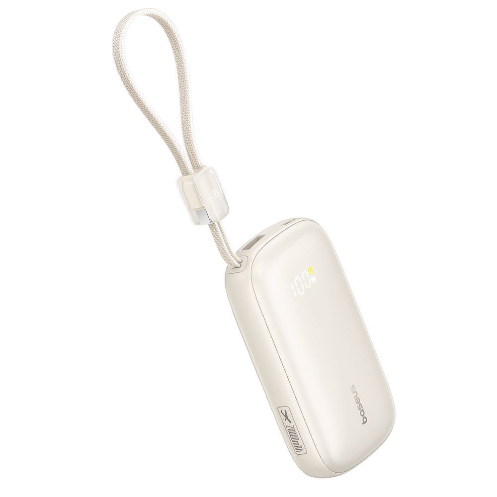 Baseus EnerFill FC21 Qpow 3 Ultra 20000mAh 22.5W Powerbank med display og kabel med - beige