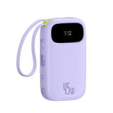 Baseus EnerFill FC31 20000mAh 45W Power Bank med display med USB-C og Lightning Kabler - Purple