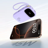 Baseus EnerFill FC31 20000mAh 45W Power Bank med display med USB-C og Lightning Kabler - Purple
