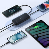 Baseus Lipow 10000mAh 22.5W Powerbank med dobbelt indbygget kabel med display (med ekstra sort Baseus Simple USB-A - USB-C 3A 0.2m kabel) - sort