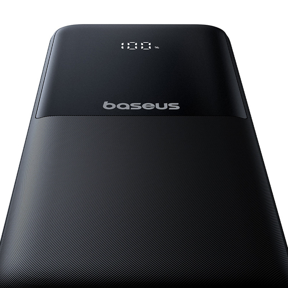 Baseus Lipow 10000mAh 22.5W Powerbank med dobbelt indbygget kabel med display (med ekstra sort Baseus Simple USB-A - USB-C 3A 0.2m kabel) - sort
