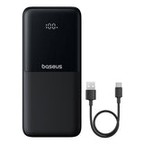Baseus Lipow 10000mAh 22.5W Powerbank med dobbelt indbygget kabel med display (med ekstra sort Baseus Simple USB-A - USB-C 3A 0.2m kabel) - sort
