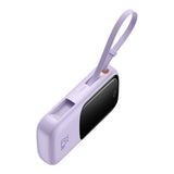 Baseus Qpow Pro+ 10000mAh 22.5W Power Bank med indbygget USB-C-kabel og display - Purple