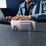 Baseus PicoGo AM31 Qi2 5000mAh 20W Ultra-Thin MagSafe Kompatibel Power Bank med Stativ og Baseus Simple USB-C 20cm Strikkede Kabel - Grå