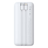 Baseus Lipow 20000mAh 22.5W Powerbank med to indbyggede kabler med ekstra Baseus Simple USB-A - USB-C 3A 20cm kabel - hvid