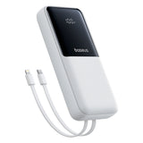 Baseus Lipow 20000mAh 22.5W Powerbank med to indbyggede kabler med ekstra Baseus Simple USB-A - USB-C 3A 20cm kabel - hvid