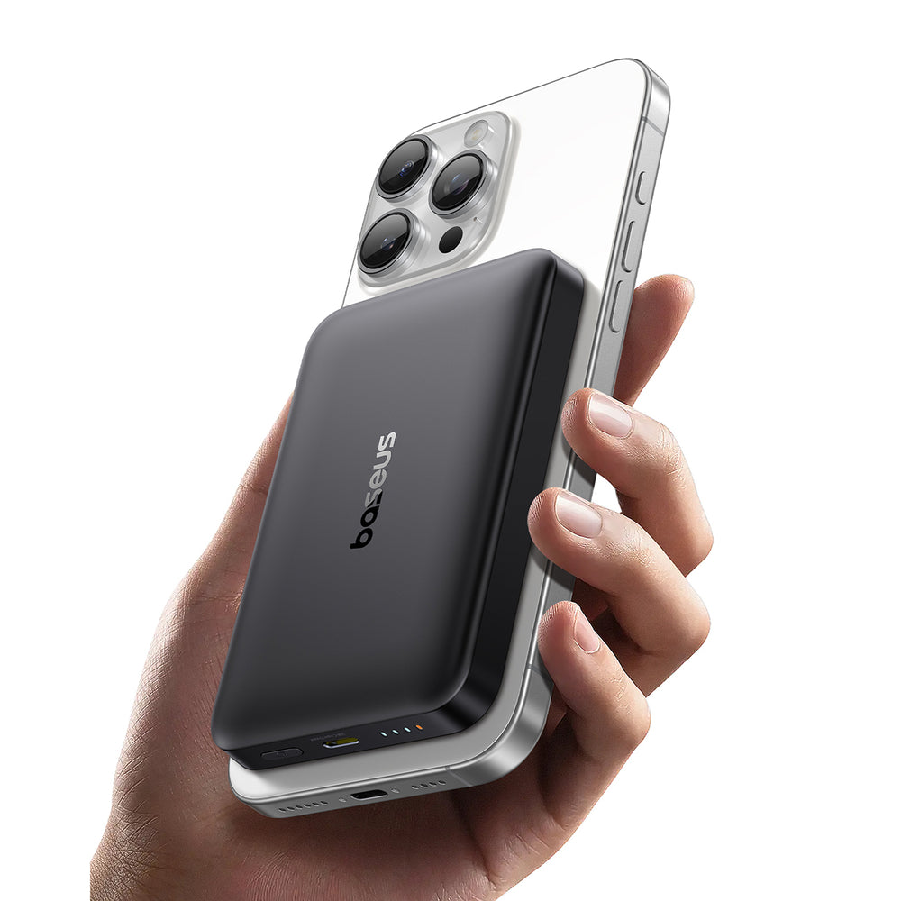 Baseus EnerFill FM12 10000mAh 22.5W Qi2 Power Bank MagSafe Kompatibel med Baseus Simple USB-C 20V/3A 30cm Kabel - sort