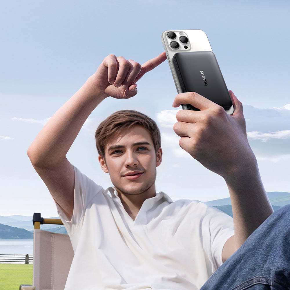 Baseus EnerFill FM12 10000mAh 22.5W Qi2 Power Bank MagSafe Kompatibel med Baseus Simple USB-C 20V/3A 30cm Kabel - sort