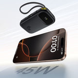 Baseus EnerFill FC31 10000mAh 45W Power Bank med USB-C og Lightning Kabler - sort