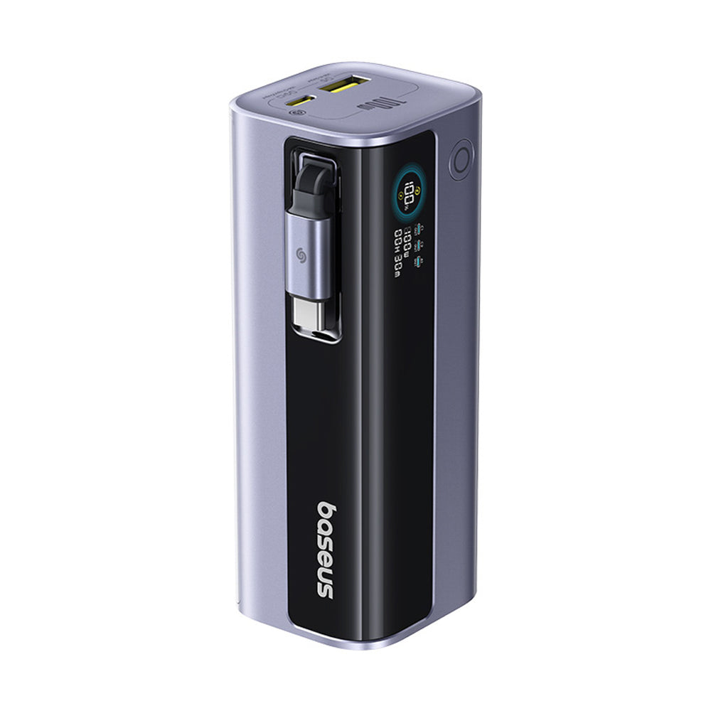 Baseus EnerGeek GR11 10000mAh 100W Power Bank med Retractable Cable - Grå