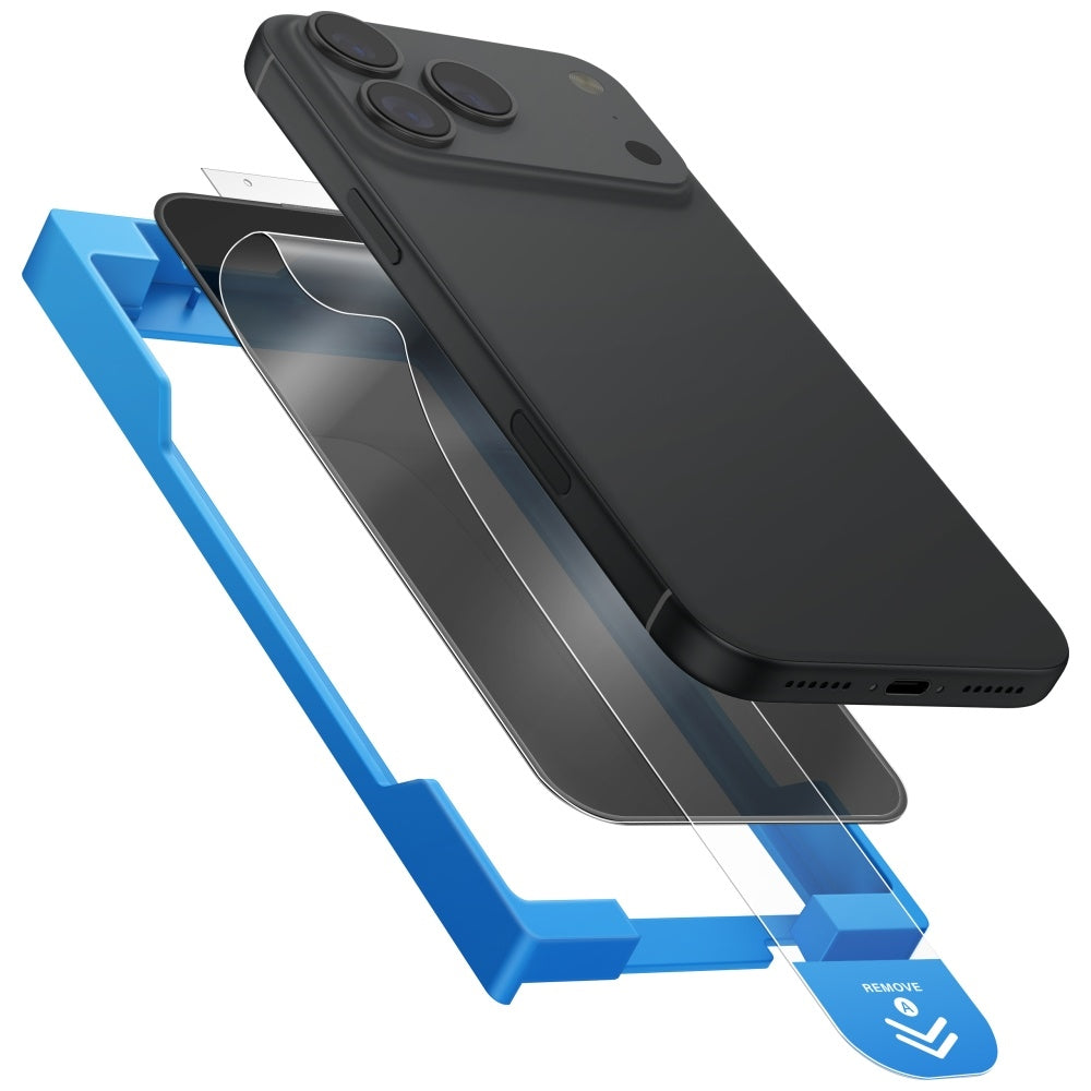 Uniq Optix Exofit Privacy tempereret glas til iPhone 17 Pro Max med applikator