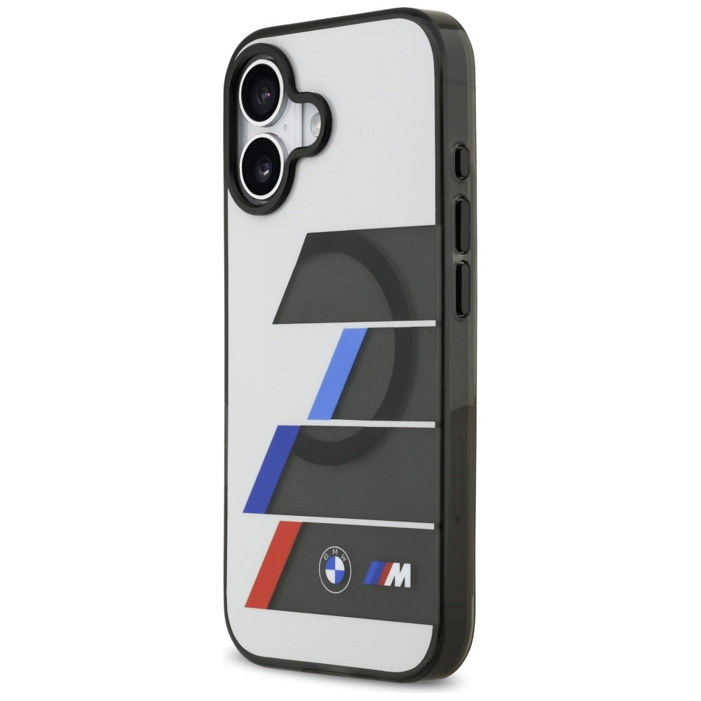 BMW M IML Metal Buttons Tricolor Lines MagSafe Case til iPhone 17 - Grå