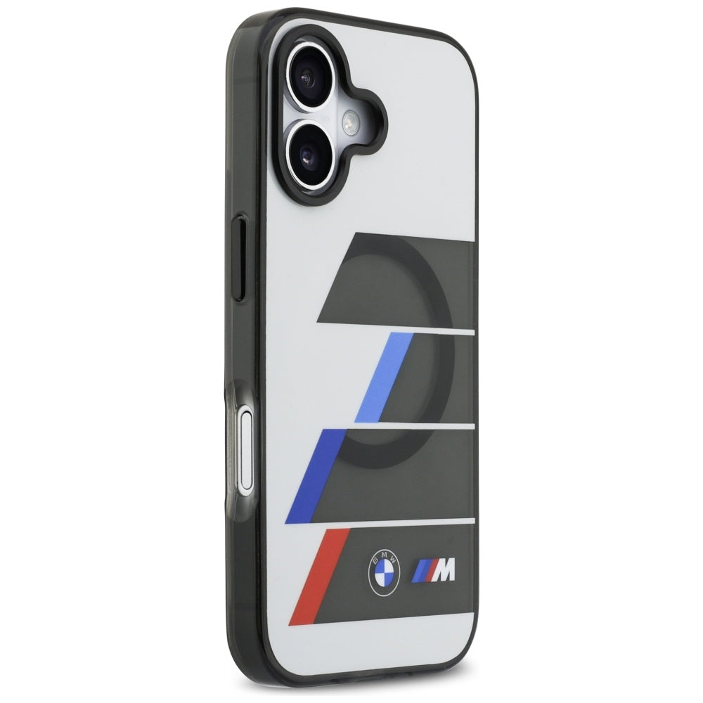 BMW M IML Metal Buttons Tricolor Lines MagSafe Case til iPhone 17 - Grå