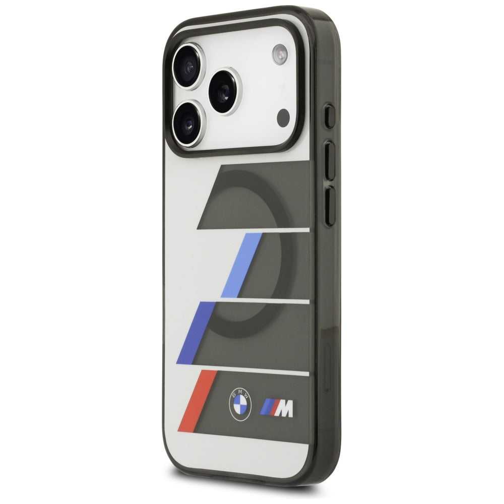 BMW M IML Metal Buttons Tricolor Lines MagSafe Case til iPhone 17 Pro Max - Grå
