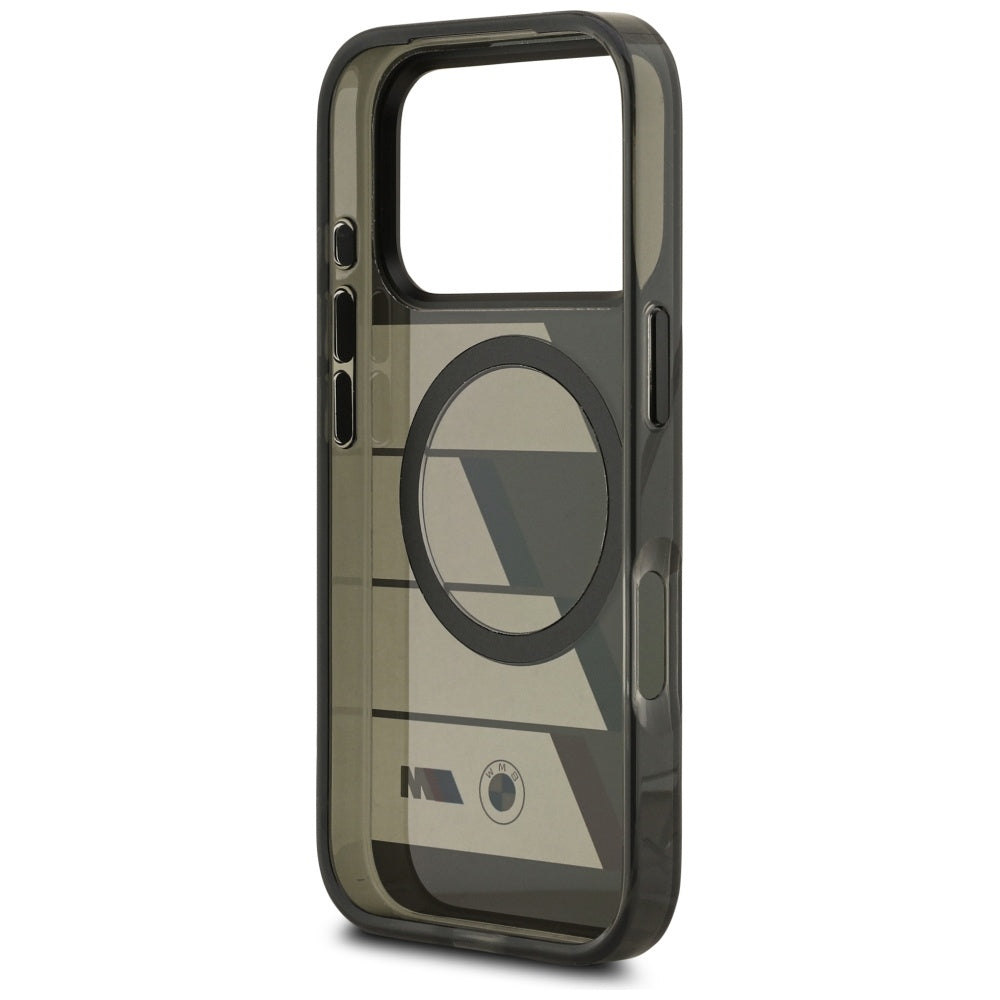 BMW M IML Metal Buttons Tricolor Lines MagSafe Case til iPhone 17 Pro Max - Grå