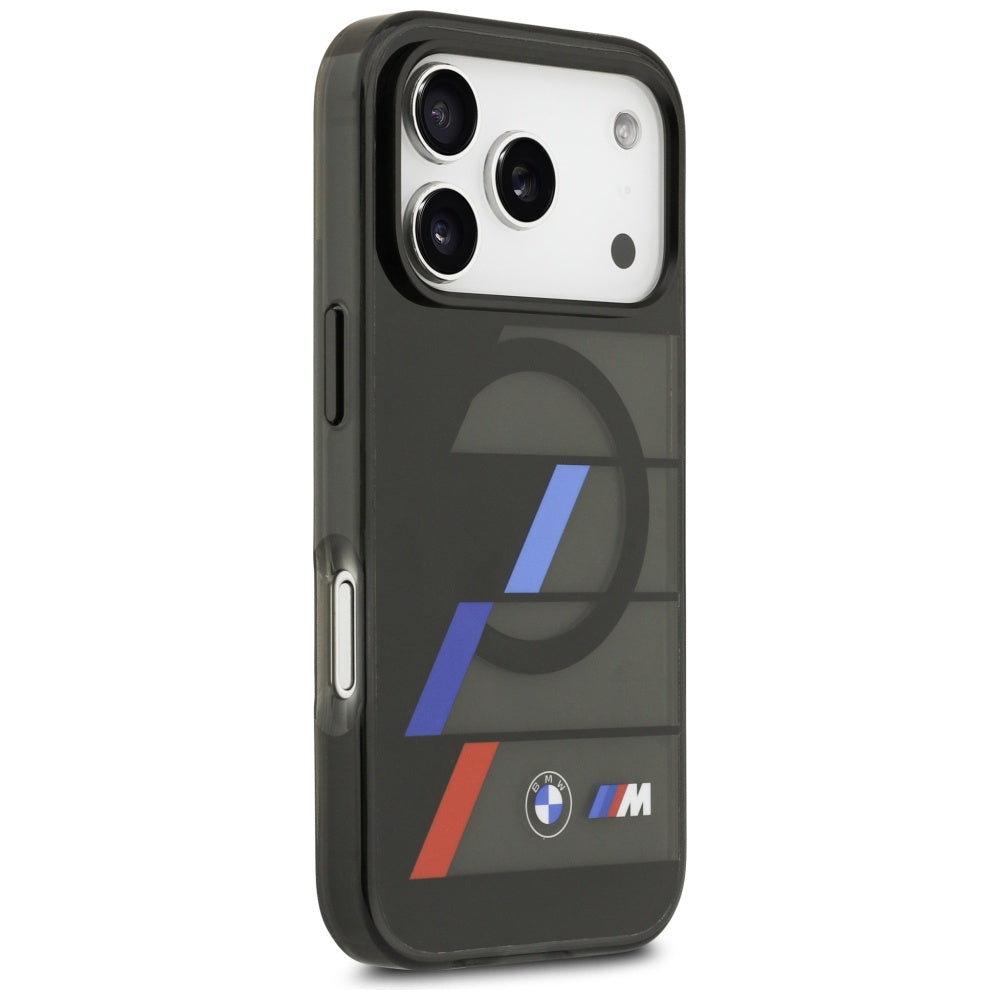 BMW M IML Metal Buttons Tricolor Lines MagSafe Case til iPhone 17 Pro Max - sort