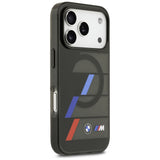 BMW M IML Metal Buttons Tricolor Lines MagSafe Case til iPhone 17 Pro Max - sort