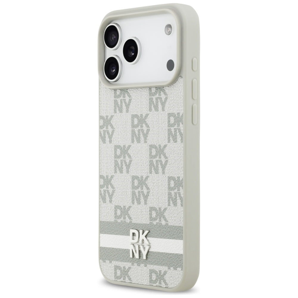 DKNY-kasse med trykte striber til iPhone 17 Pro Max - Beige