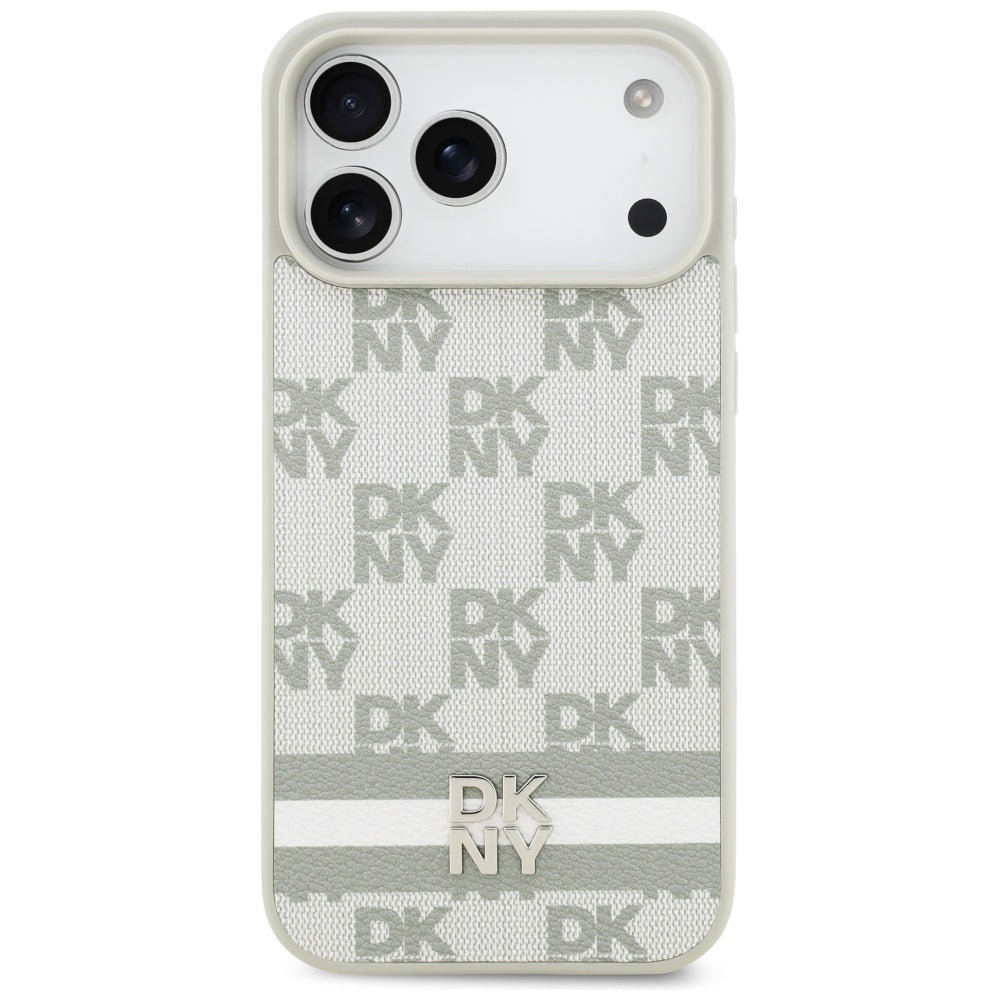 DKNY-kasse med trykte striber til iPhone 17 Pro Max - Beige