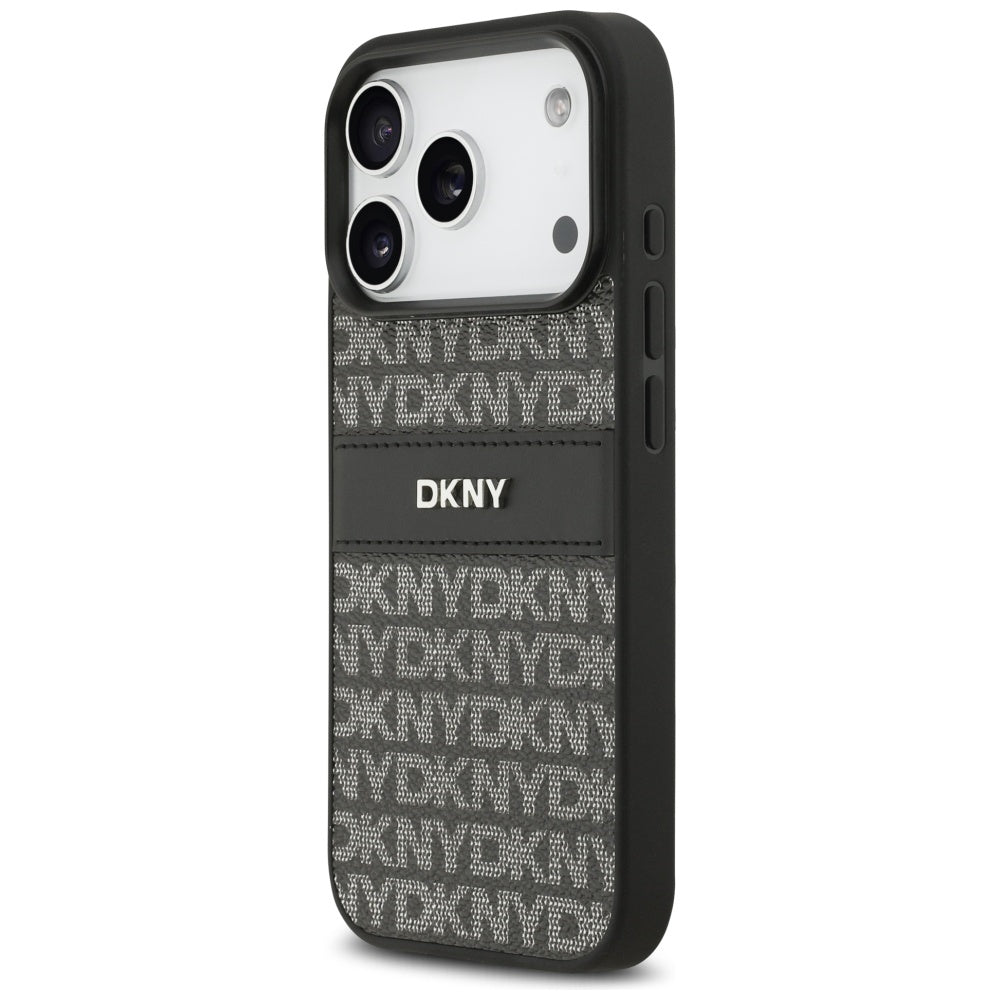 DKNY Repeat Texture Pattern med Tonal Stripe iPhone 17 Pro Case - sort