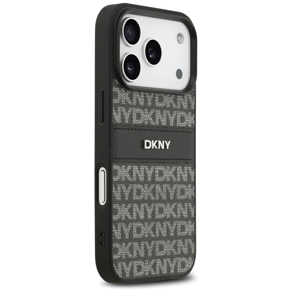 DKNY Repeat Texture Pattern med Tonal Stripe iPhone 17 Pro Case - sort
