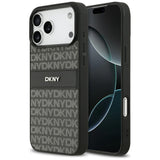 DKNY Repeat Texture Pattern med Tonal Stripe Case til iPhone 17 Pro Max - sort