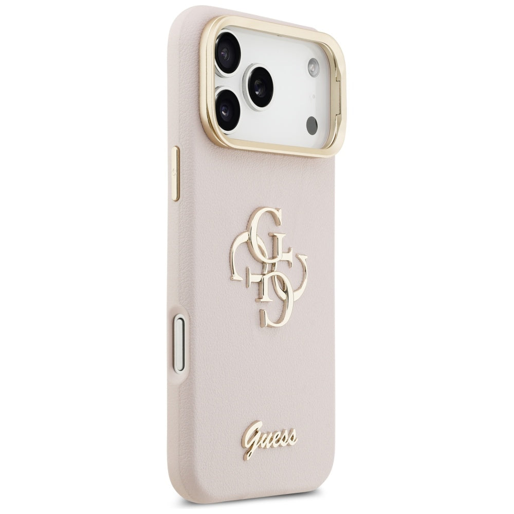 Guess Grained Big 4G & Stand Camera Case til iPhone 17 Pro Max - Pink