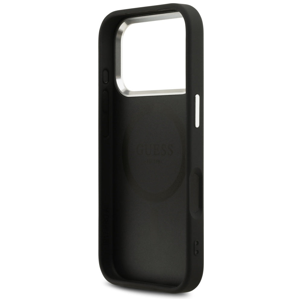 Guess Peony Hot Stamp Script MagSafe Case til iPhone 17 Pro - sort