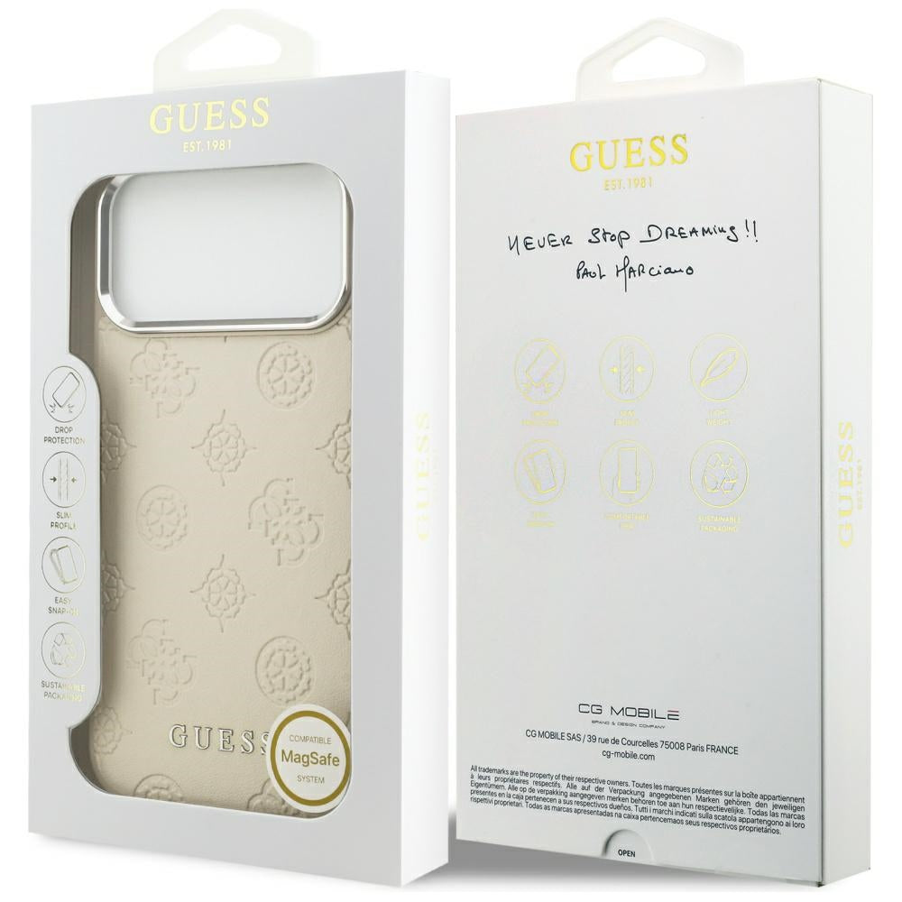 Guess Peony Hot Stamp Script MagSafe Case til iPhone 17 Pro Max - Beige