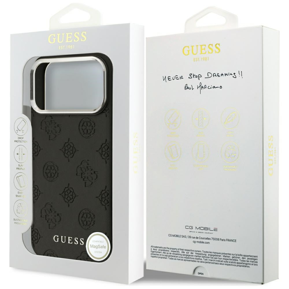 Guess Peony Hot Stamp Script MagSafe Case til iPhone 17 Pro Max - sort