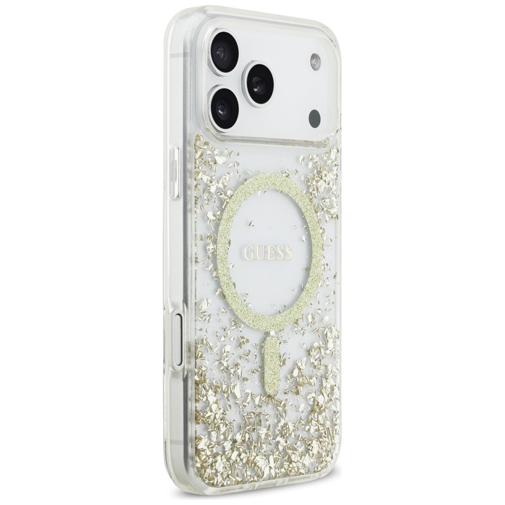 Guess Resin Bottom Glitter MagSafe Case til iPhone 17 Pro Max - Guld