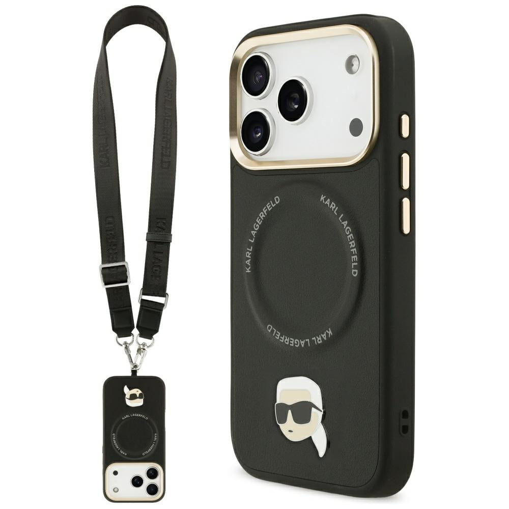 Karl Lagerfeld Big Strap Karl Metal Logo MagSafe Case til iPhone 17 Pro Max - sort