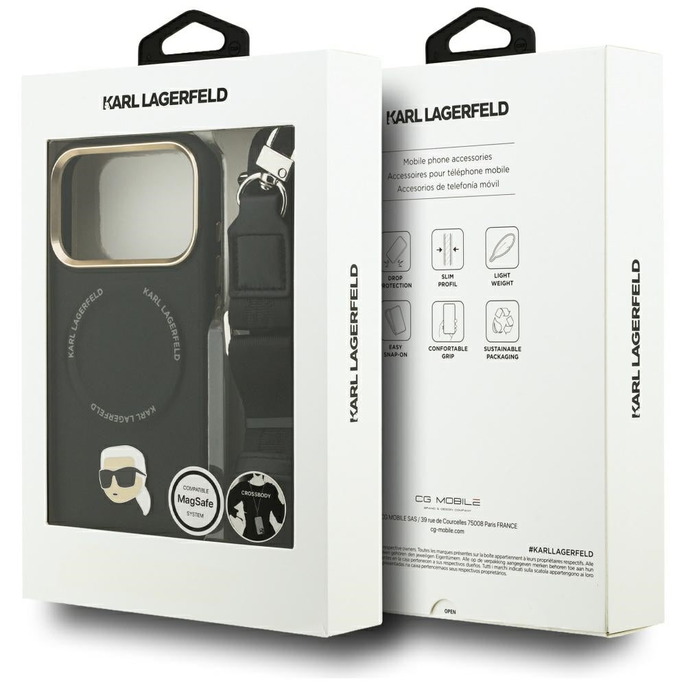 Karl Lagerfeld Big Strap Karl Metal Logo MagSafe Case til iPhone 17 Pro Max - sort
