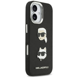Karl Lagerfeld FW Grained Karl & Choupette Heads Pins & Logo iPhone 17 Case - sort