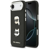 Karl Lagerfeld FW Grained Karl & Choupette Heads Pins & Logo iPhone Air Case - sort
