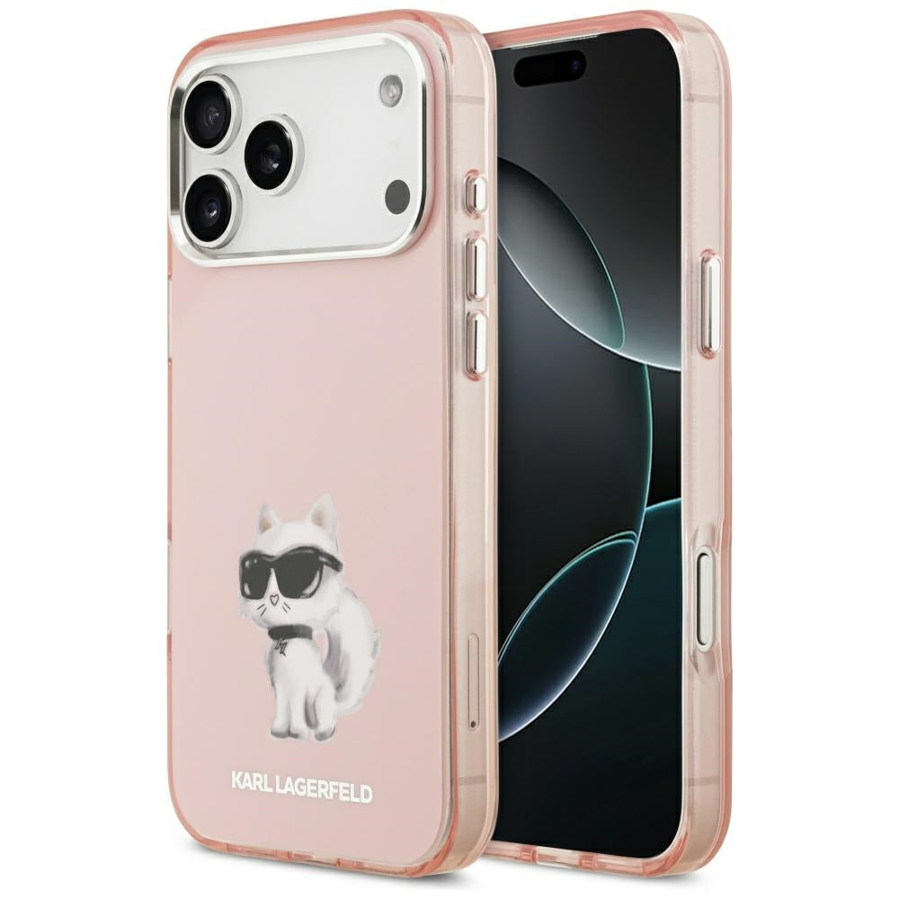 Karl Lagerfeld IML Aquarelle Choupette & Logo MagSafe Case til iPhone 17 Pro - Pink