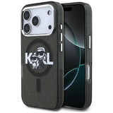 Karl Lagerfeld IML Glitter Karl & Choupette Sketch Logo MagSafe Case til iPhone 17 Pro - sort