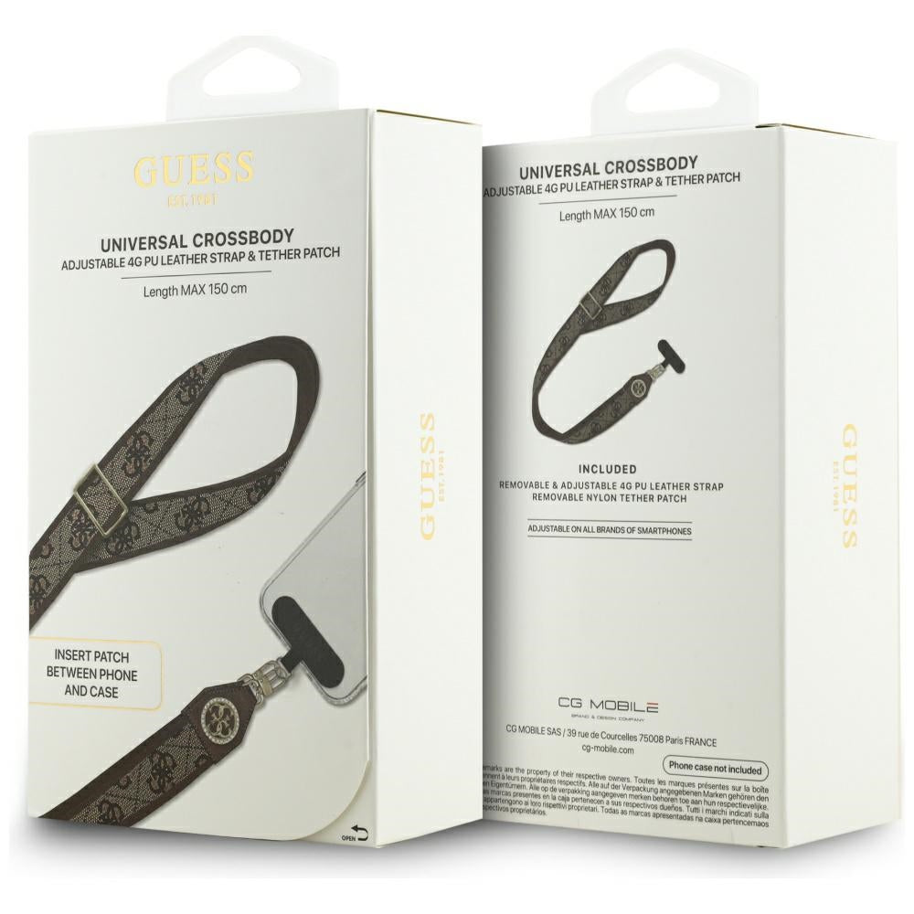 Guess Universal CBDY 4G Tether Patch Strass Metal Logo Telefon Lanyard - Brunt