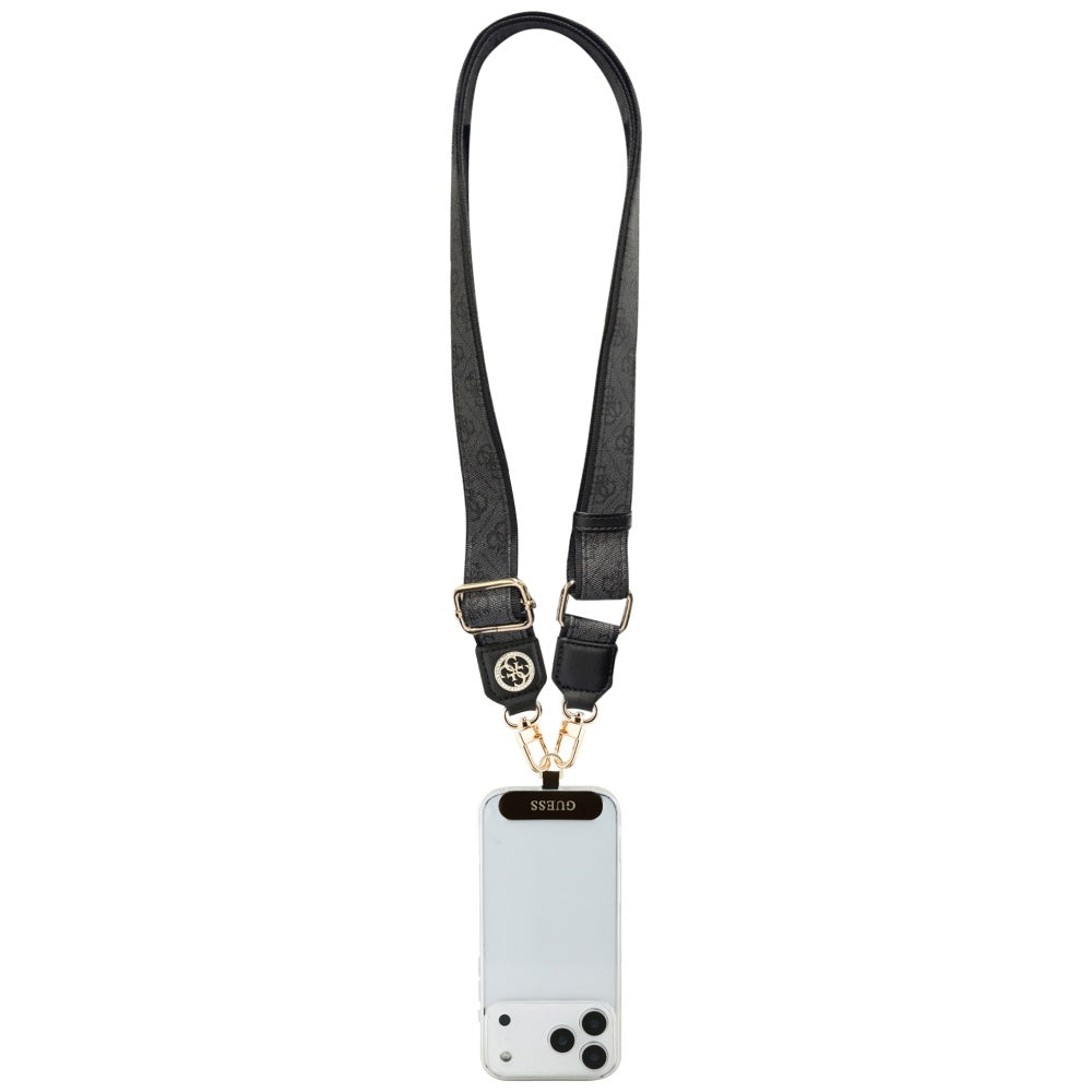 Guess Universal CBDY 4G Tether Patch Strass Metal Logo Telefon Lanyard - sort