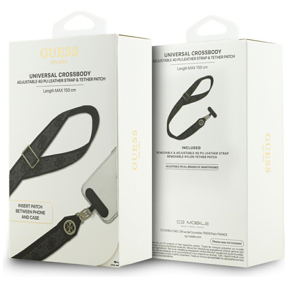 Guess Universal CBDY 4G Tether Patch Strass Metal Logo Telefon Lanyard - sort