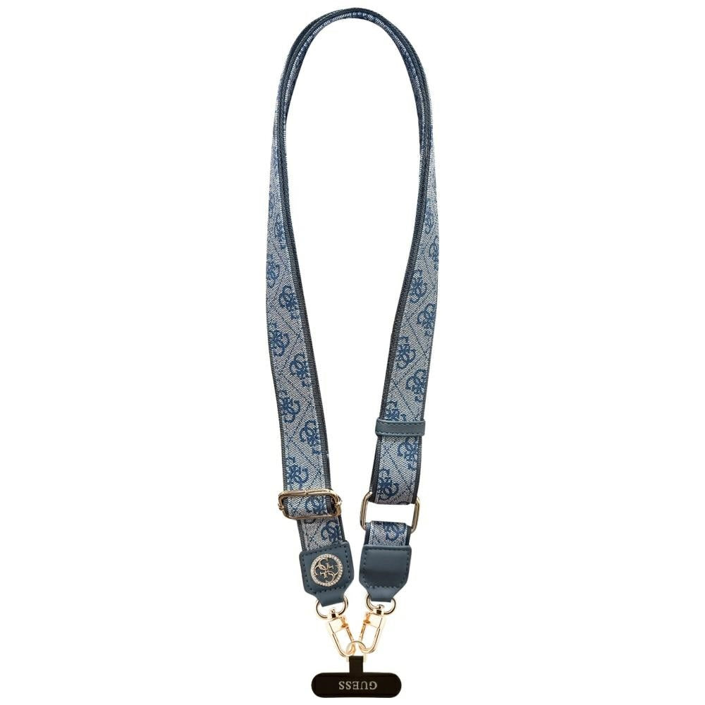 Guess Universal CBDY 4G Tether Patch Strass Metal Logo Telefon Lanyard - Blå