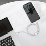 USB-C til Lightning Baseus High Density Braided Cable, 20W, PD, 2m (hvid)