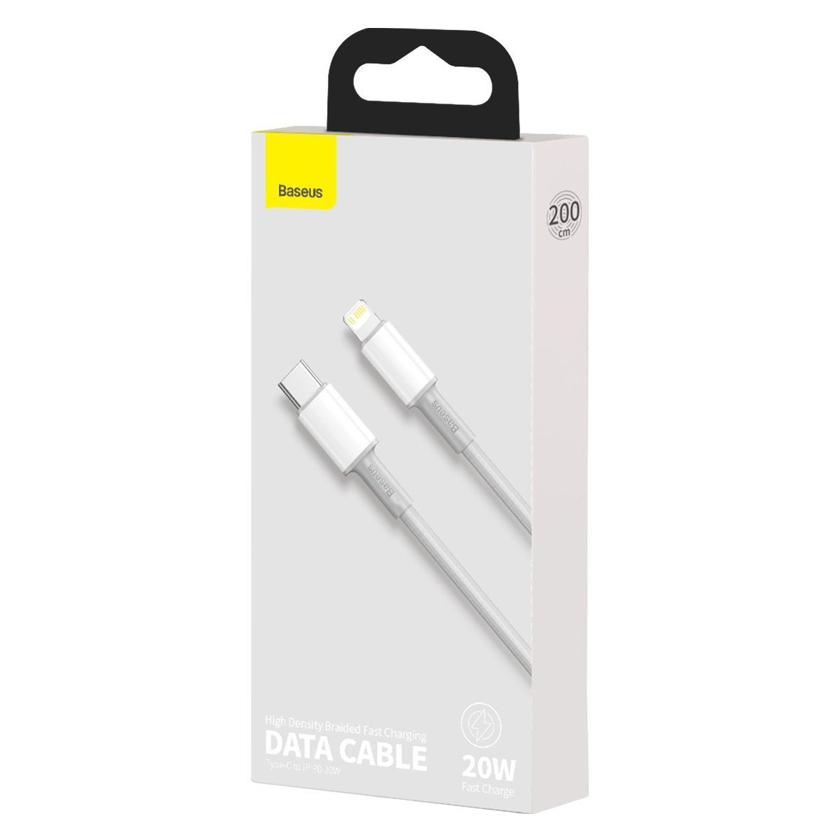 USB-C til Lightning Baseus High Density Braided Cable, 20W, PD, 2m (hvid)