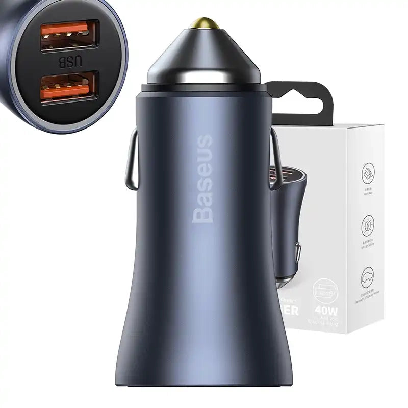 Baseus Golden Contactor Pro biloplader, 2x USB, 40W (grå)