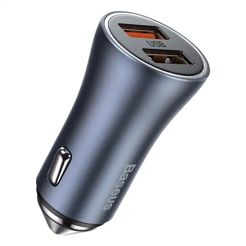 Baseus Golden Contactor Pro biloplader, 2x USB, 40W (grå)