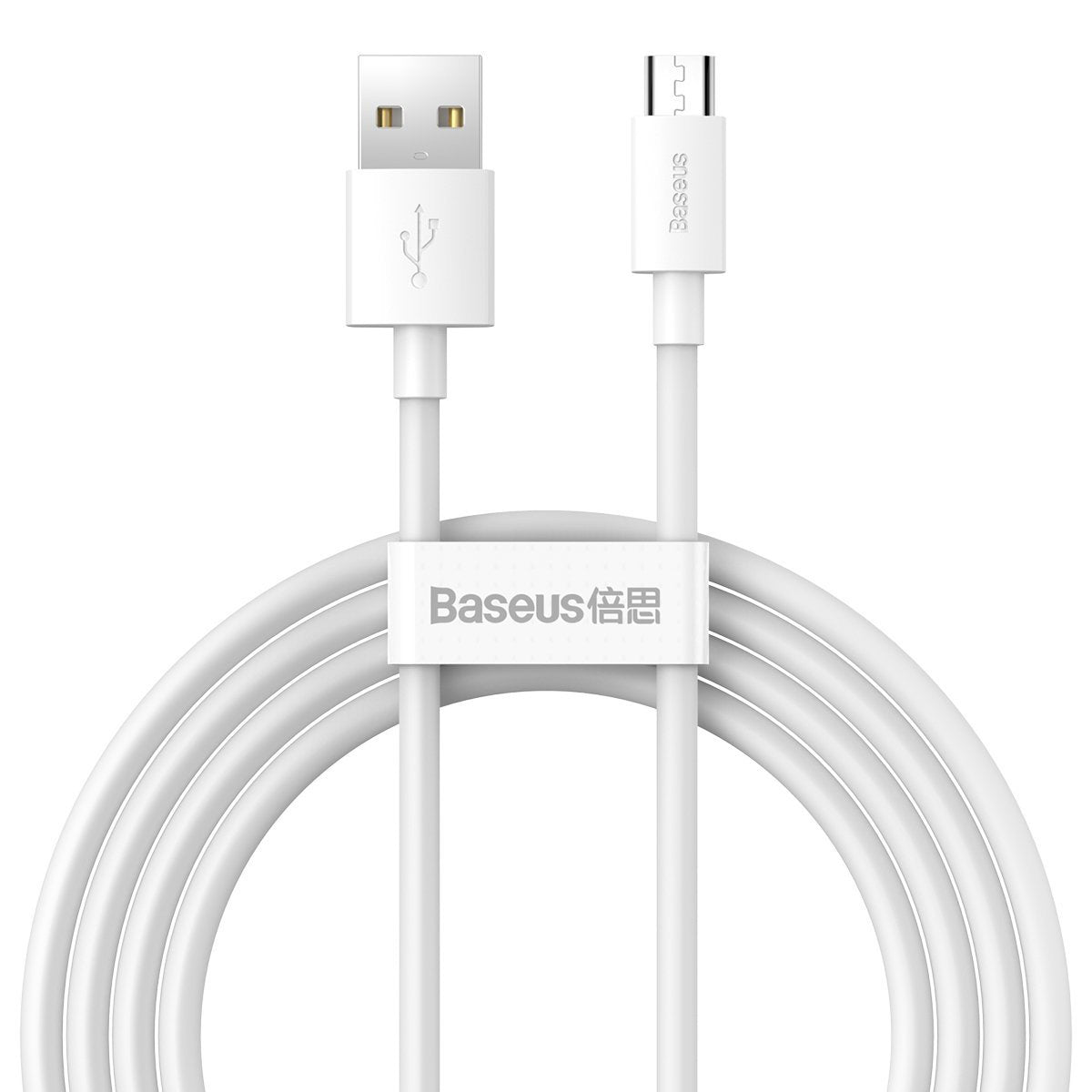 Baseus Simple Wisdom Data Cable Kit USB til Micro 2.1A (2PCS/Set) 1.5m Hvid